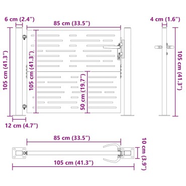 vidaXL Πόρτα Κήπου Τετράγωνη 100x100 εκ. από Ατσάλι Corten