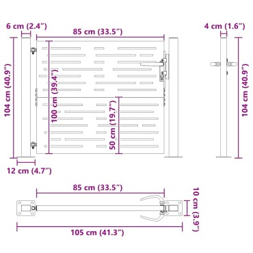 vidaXL Πόρτα Κήπου Τετράγωνη 100x100 εκ. από Ατσάλι Corten