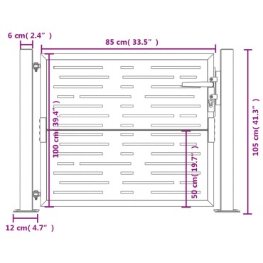 vidaXL Πύλη Κήπου με Τετράγωνο Σχέδιο 105 x 105 εκ. από Ατσάλι Corten