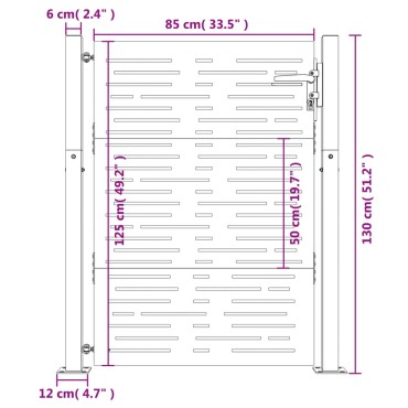 vidaXL Πύλη Κήπου με Τετράγωνο Σχέδιο 105 x 130 εκ. από Ατσάλι Corten