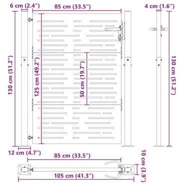vidaXL Πόρτα Κήπου Τετράγωνη 100x125 εκ. από Ατσάλι Corten