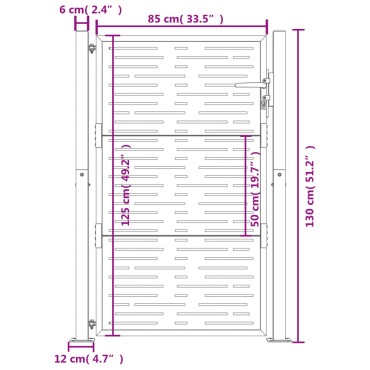 vidaXL Πύλη Κήπου με Τετράγωνο Σχέδιο 105 x 130 εκ. από Ατσάλι Corten