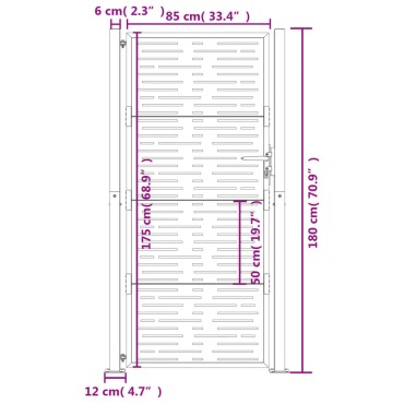 vidaXL Πύλη Κήπου με Τετράγωνο Σχέδιο 105 x 180 εκ. από Ατσάλι Corten