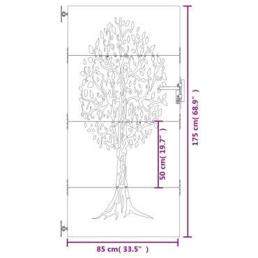 vidaXL Πύλη Κήπου με Σχέδιο Δέντρο 85 x 175 εκ. από Ατσάλι Corten