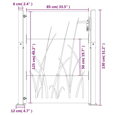 vidaXL Πύλη Κήπου με Σχέδιο Γρασίδι 105 x 130 εκ. από Ατσάλι Corten
