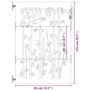 vidaXL Πύλη Κήπου με Σχέδιο Μπαμπού 85 x 125 εκ. από Ατσάλι Corten
