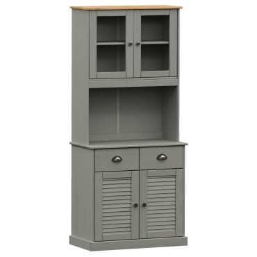 vidaXL Βιτρίνα VIGO Γκρι 78x40x175cm από Μασίφ Ξύλο Πεύκου 1 τεμ.