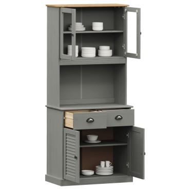 vidaXL Βιτρίνα VIGO Γκρι 78x40x175cm από Μασίφ Ξύλο Πεύκου 1 τεμ.