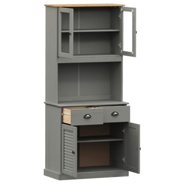 vidaXL Βιτρίνα VIGO Γκρι 78x40x175cm από Μασίφ Ξύλο Πεύκου 1 τεμ.