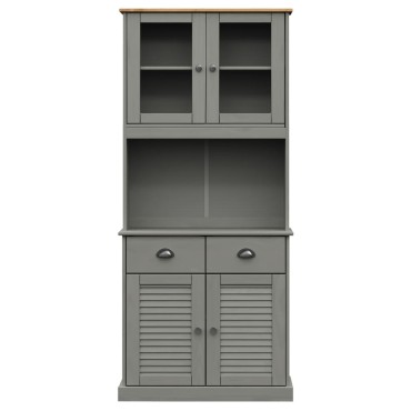 vidaXL Βιτρίνα VIGO Γκρι 78x40x175cm από Μασίφ Ξύλο Πεύκου 1 τεμ.