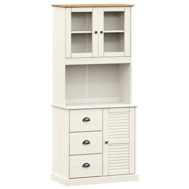 vidaXL Βιτρίνα VIGO Λευκή 78x40x175cm από Μασίφ Ξύλο Πεύκου 1 τεμ.