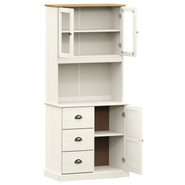 vidaXL Βιτρίνα VIGO Λευκή 78x40x175cm από Μασίφ Ξύλο Πεύκου 1 τεμ.