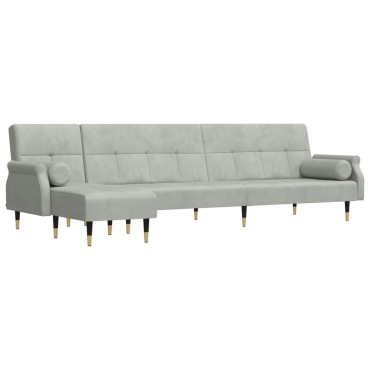 vidaXL Καναπές Κρεβάτι Γωνιακός Αν. Γκρι 271x140x70cm Βελούδινος 1 τεμ.