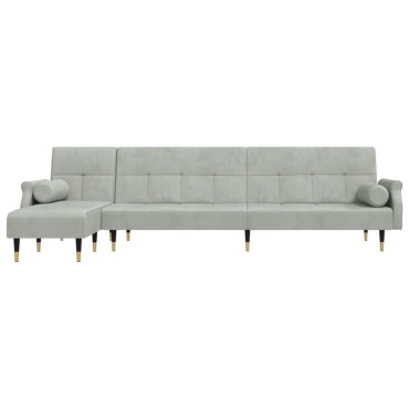 vidaXL Καναπές Κρεβάτι Γωνιακός Αν. Γκρι 271x140x70cm Βελούδινος 1 τεμ.