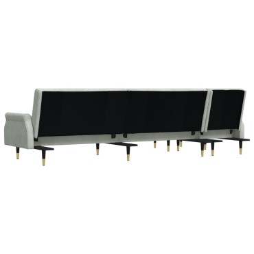 vidaXL Καναπές Κρεβάτι Γωνιακός Αν. Γκρι 271x140x70cm Βελούδινος 1 τεμ.