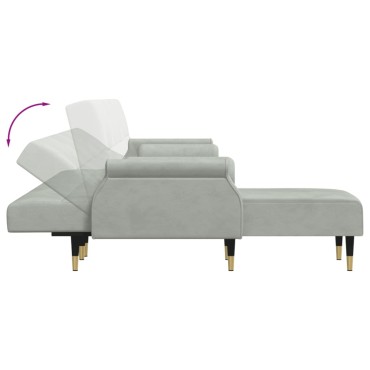 vidaXL Καναπές Κρεβάτι Γωνιακός Αν. Γκρι 271x140x70cm Βελούδινος 1 τεμ.