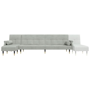 vidaXL Καναπές Κρεβάτι Γωνιακός Αν. Γκρι 271x140x70cm Βελούδινος 1 τεμ.