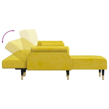 vidaXL Καναπές Κρεβάτι Γωνιακός Κίτρινος 271x140x70cm Βελούδινος 1 τεμ.