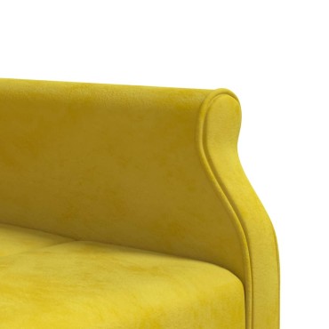 vidaXL Καναπές Κρεβάτι Γωνιακός Κίτρινος 271x140x70cm Βελούδινος 1 τεμ.