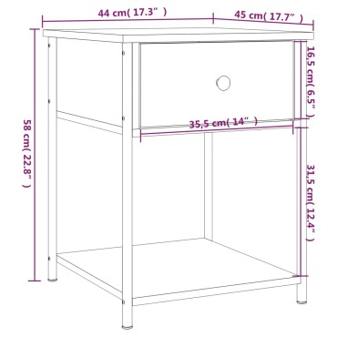 vidaXL Κομοδίνο Γκρι Sonoma 44x45x58cm από Επεξεργασμένο Ξύλο 1 τεμ.