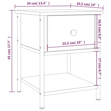 vidaXL Κομοδίνο Sonoma Δρυς 34x35,5x45cm από Επεξεργασμένο Ξύλο 1 τεμ.
