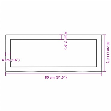 vidaXL Ράφι Τοίχου 80x30x(2-6)cm από Ακατέργαστο Μασίφ Ξύλο Δρυός 1 τεμ.