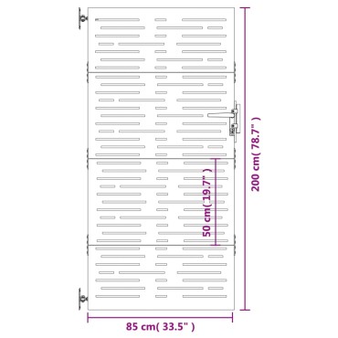 vidaXL Πύλη Κήπου με Τετράγωνο Σχέδιο 85 x 200 εκ. από Ατσάλι Corten