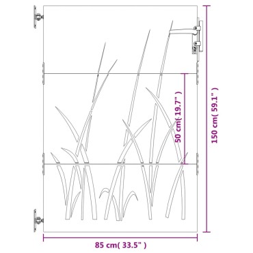 vidaXL Πύλη Κήπου με Σχέδιο Γρασίδι 85 x 150 εκ. από Ατσάλι Corten