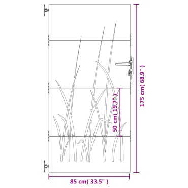 vidaXL Πύλη Κήπου με Σχέδιο Γρασίδι 85 x 175 εκ. από Ατσάλι Corten