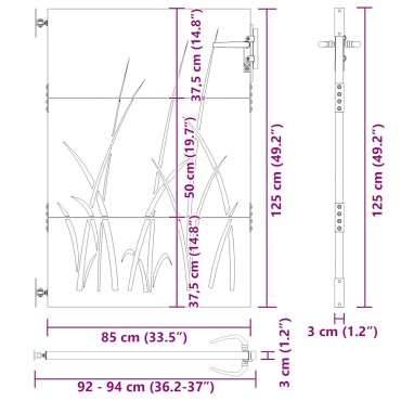 vidaXL Πόρτα Κήπου με Σχέδιο Χόρτου από Ατσάλι Corten 85x125 εκ.