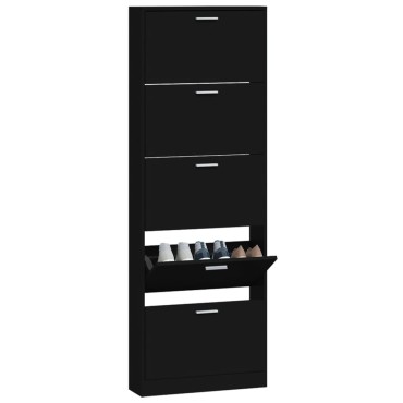vidaXL Παπουτσοθήκη Μαύρη 59x17x169cm από Επεξεργασμένο Ξύλο