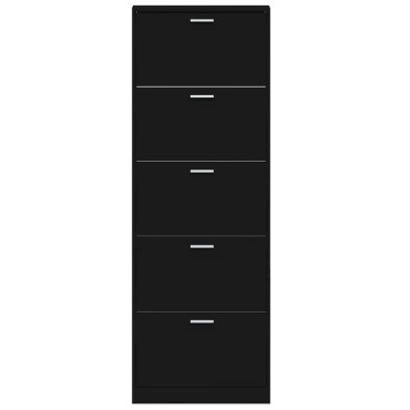vidaXL Παπουτσοθήκη Μαύρη 59x17x169cm από Επεξεργασμένο Ξύλο