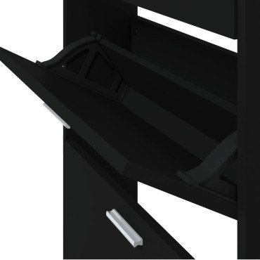 vidaXL Παπουτσοθήκη Μαύρη 59x17x169cm από Επεξεργασμένο Ξύλο