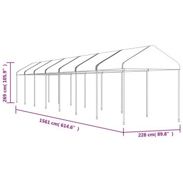 vidaXL Κιόσκι με Τέντα Λευκό 15,61 x 2,28 x 2,69 μ. από Πολυαιθυλένιο