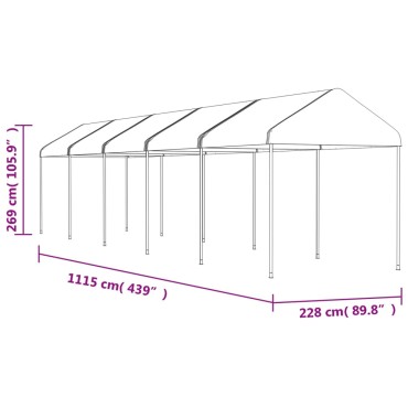 vidaXL Κιόσκι με Τέντα Λευκό 11,15 x 2,28 x 2,69 μ. από Πολυαιθυλένιο