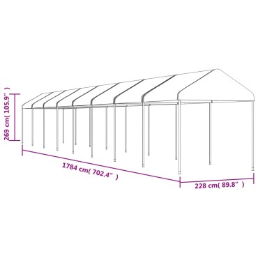 vidaXL Κιόσκι με Τέντα Λευκό 17,84 x 2,28 x 2,69 μ. από Πολυαιθυλένιο