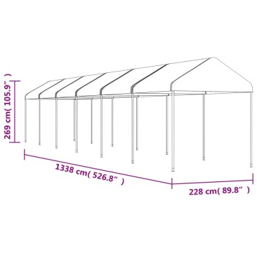 vidaXL Κιόσκι με Τέντα Λευκό 13,38 x 2,28 x 2,69 μ. από Πολυαιθυλένιο