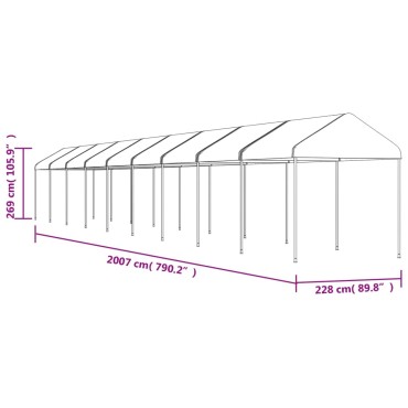 vidaXL Κιόσκι με Τέντα Λευκό 20,07 x 2,28 x 2,69 μ. από Πολυαιθυλένιο