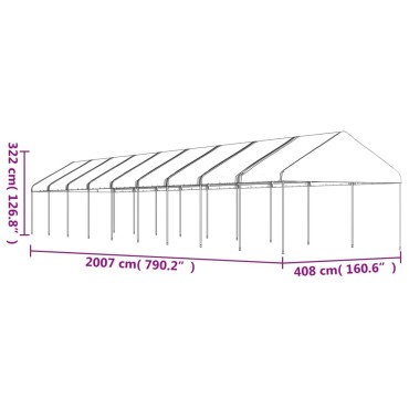 vidaXL Κιόσκι με Τέντα Λευκό 20,07 x 4,08 x 3,22 μ. από Πολυαιθυλένιο