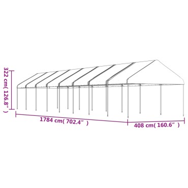 vidaXL Κιόσκι με Τέντα Λευκό 17,84 x 4,08 x 3,22 μ. από Πολυαιθυλένιο