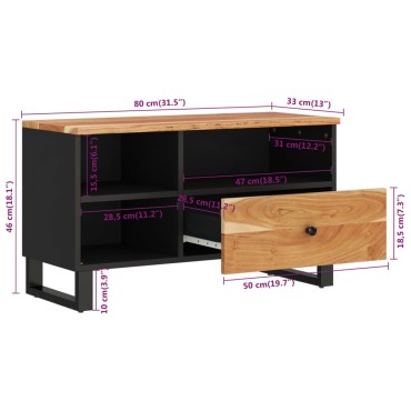vidaXL Έπιπλο Τηλεόρασης 80x33x46cm Μασίφ Ξύλο Ακακίας & Επεξ. Ξύλο