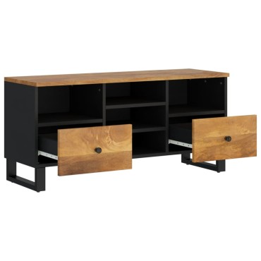vidaXL Έπιπλο Τηλεόρασης 100x33x46cm Μασίφ Ξύλο Μάνγκο & Επεξ. Ξύλο