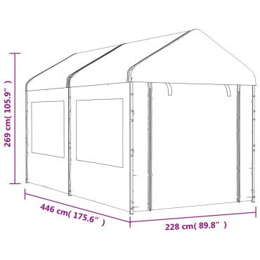 vidaXL Κιόσκι με Τέντα Λευκό 4,46 x 2,28 x 2,69 μ. από Πολυαιθυλένιο