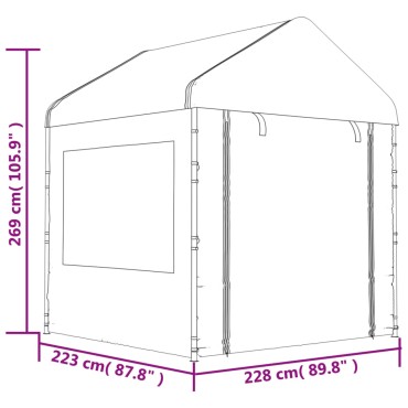 vidaXL Κιόσκι με Τέντα Λευκό 13,38 x 2,28 x 2,69 μ. από Πολυαιθυλένιο