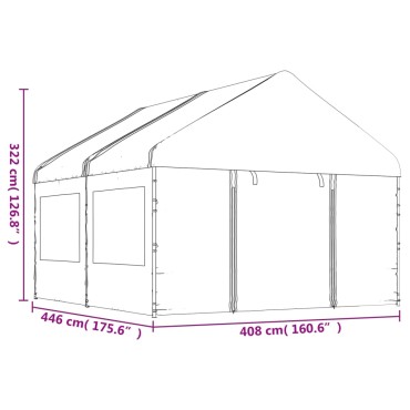vidaXL Κιόσκι με Τέντα Λευκό 4,46 x 4,08 x 3,22 μ. από Πολυαιθυλένιο