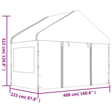 vidaXL Κιόσκι με Τέντα Λευκό 4,46 x 4,08 x 3,22 μ. από Πολυαιθυλένιο