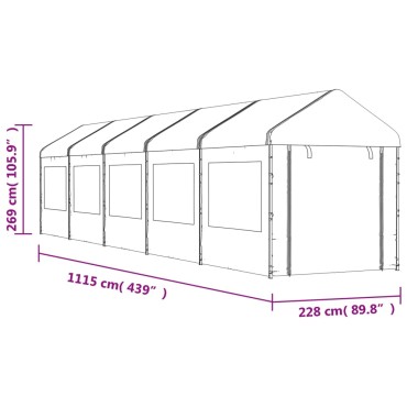 vidaXL Κιόσκι με Τέντα Λευκό 11,15 x 2,28 x 2,69 μ. από Πολυαιθυλένιο