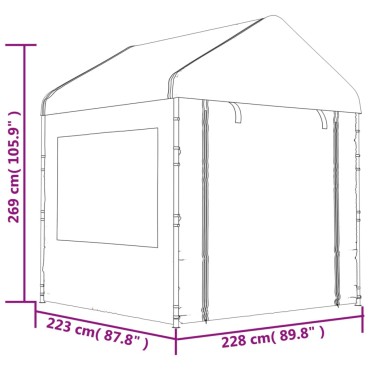 vidaXL Κιόσκι με Τέντα Λευκό 20,07 x 2,28 x 2,69 μ. από Πολυαιθυλένιο