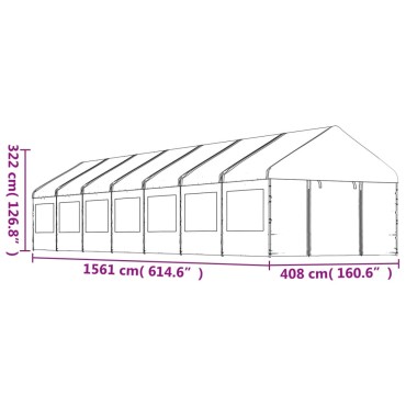 vidaXL Κιόσκι με Τέντα Λευκό 15,61 x 4,08 x 3,22 μ. από Πολυαιθυλένιο