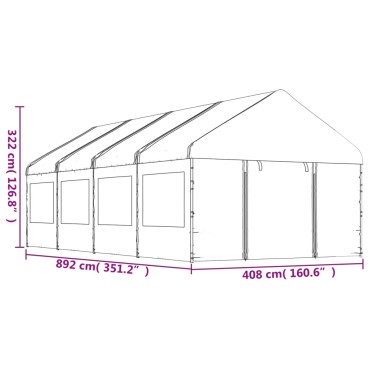vidaXL Κιόσκι με Τέντα Λευκό 8,92 x 4,08 x 3,22 μ. από Πολυαιθυλένιο